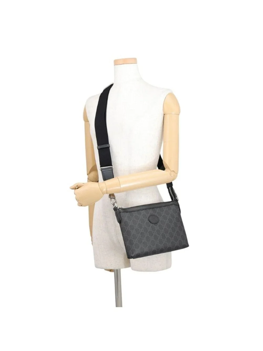 Gucci Shoulder Bag Interlocking G GG Supreme Leather Black